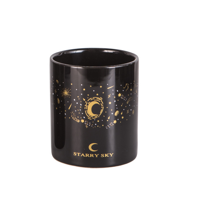 Sorte blomstepotter med gull-design