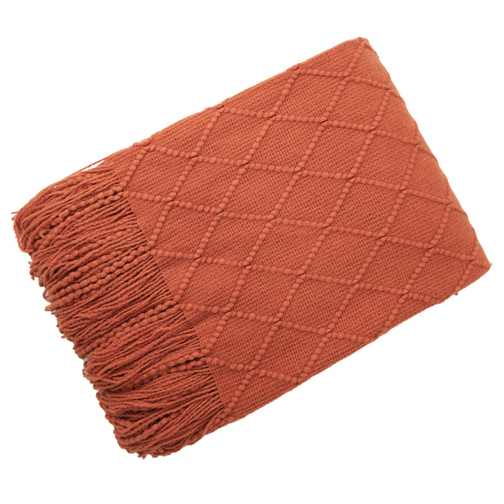 Strikket pledd i mange fine farger