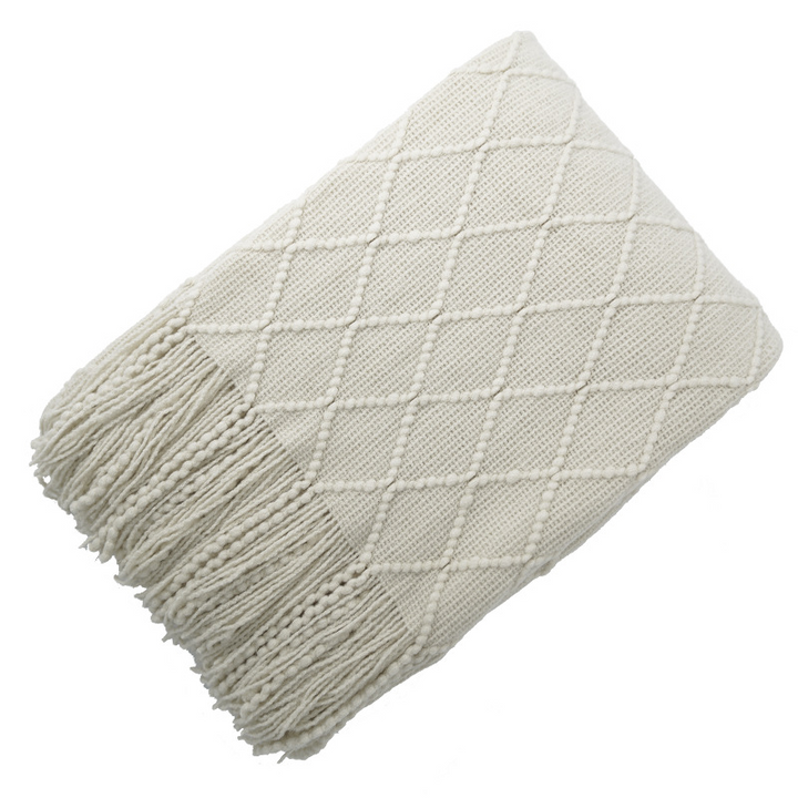 Strikket pledd i mange fine farger