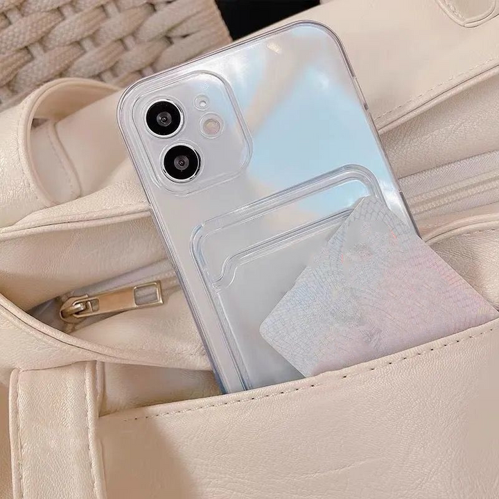 Gjennomsiktig beskyttelsesdeksel med kortlomme